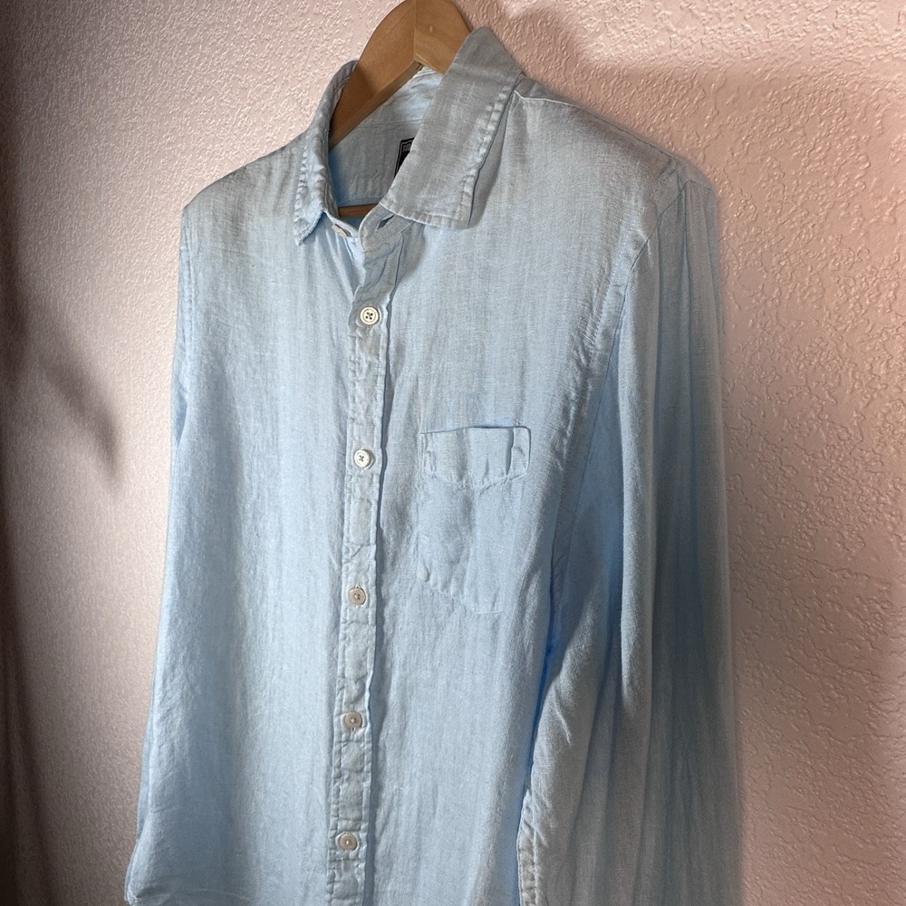 Todd Snyder New York 100% Linen Blue Beachy Button Down Large